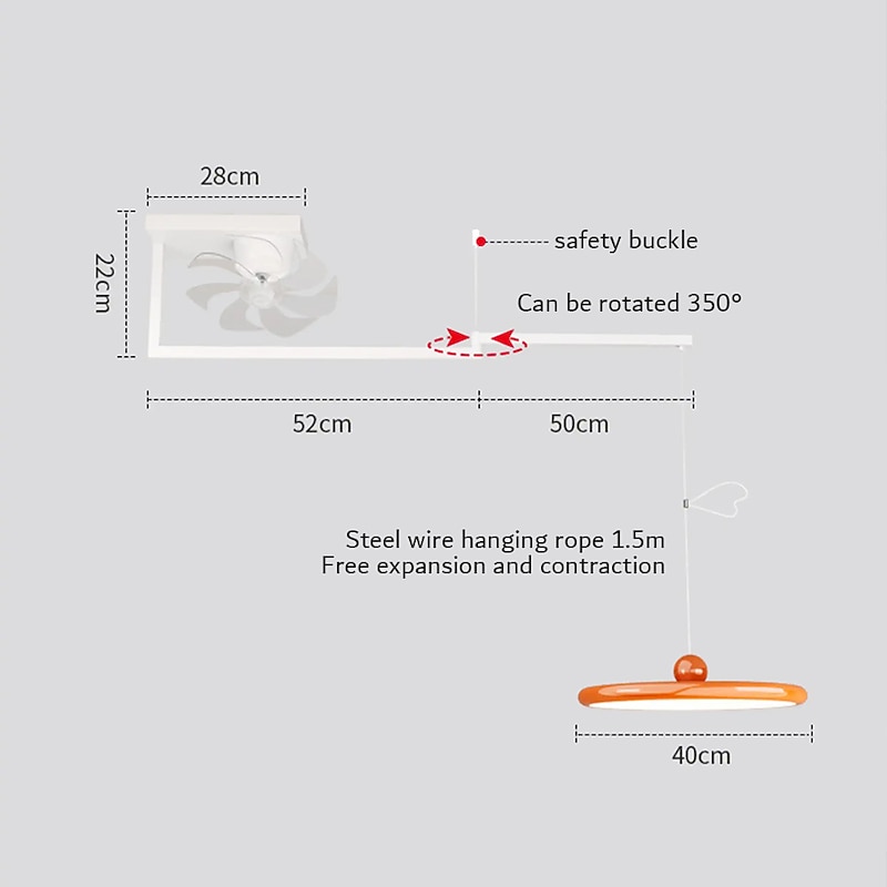 LED Pendant Light with Ceilling Light Industrial Pendant Light Fixture Swing Arm Hanging Light, Adjustable Dome Ceiling Pendant Light for Dining Room Living Room 110-240V2