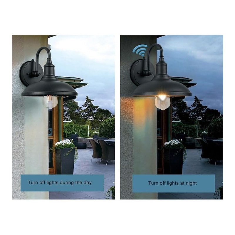 Outdoor Barn Light Fixture with Dusk to Dawn Sensor 12.3 Inch Outdoor Wall Sconce Farmhouse Wall Mount Light Fixture Gooseneck Exterior Lamp Industrial Wall Lantern with Black Finish for Porch2