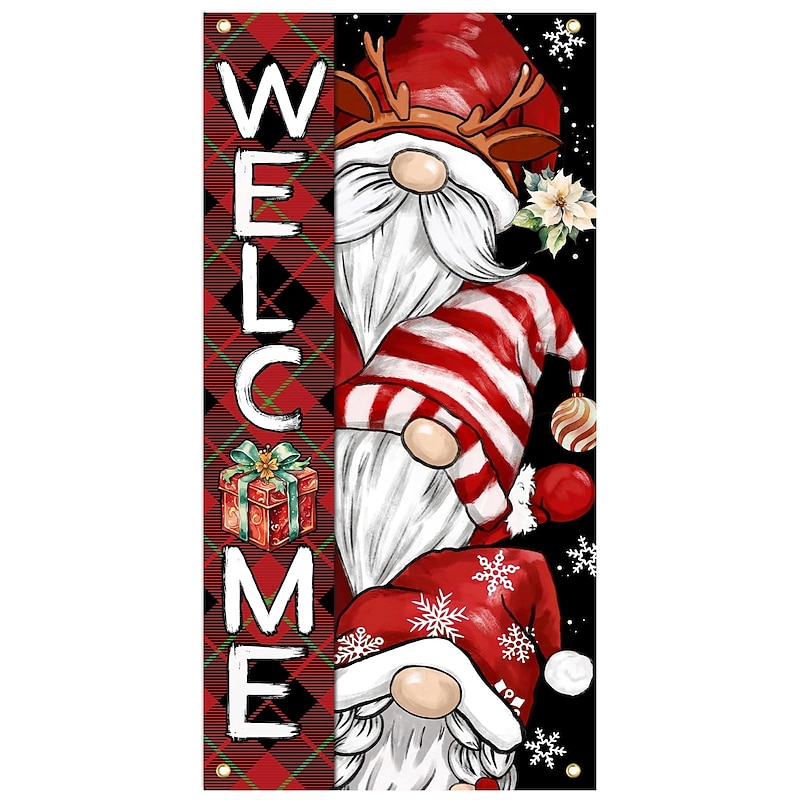 Christmas Door Decorations Gnomes Door Covers Door Tapestry Door Curtain Decoration Xmas Backdrop Door Banner for Front Door Holiday Party Decor Supplies3