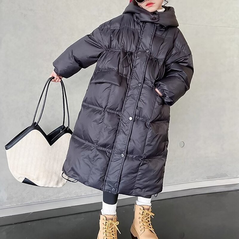 Kids Girls' Down Coat Kids Puffer Jacket Active Pocket School Coat Outerwear 4-13 Years Winter Black Purple