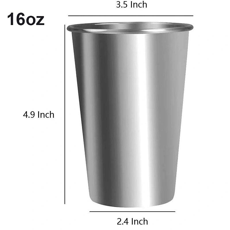 5pcs/Pack 16oz Stainless Steel Pint Cups Shatterproof Cup Tumblers Unbreakable Metal Drinking Glasses For Bar, Home, Restaurant3