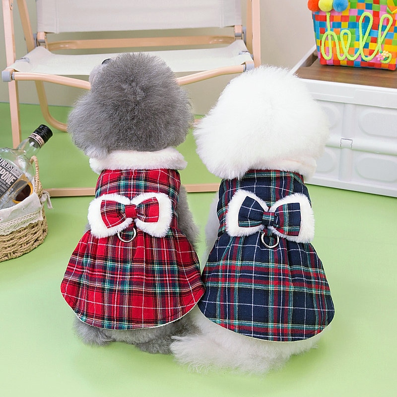 Dog Cat Dress Party Sweet Style Winter Breathable Soft Washable Comfortable Christmas Outdoor Casual Daily Dog Clothing for Bichon Frise Pomeranian Baby Pet Papillon Small2