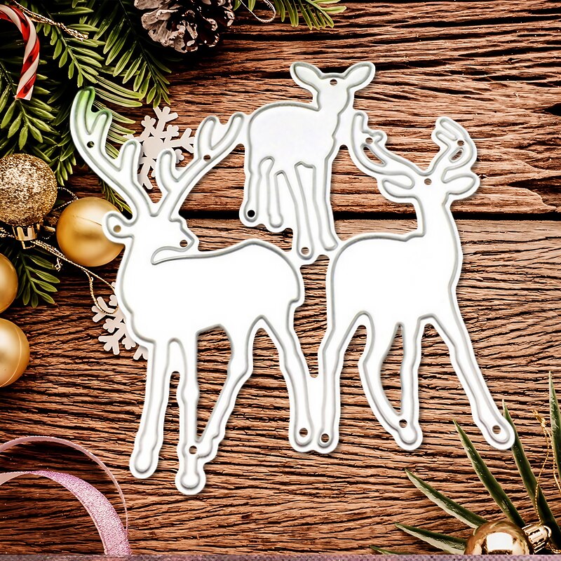 Create Christmas Deer with Metal Cutting Dies - Perfect for Card Making, Scrapbooking, Stamping & More!