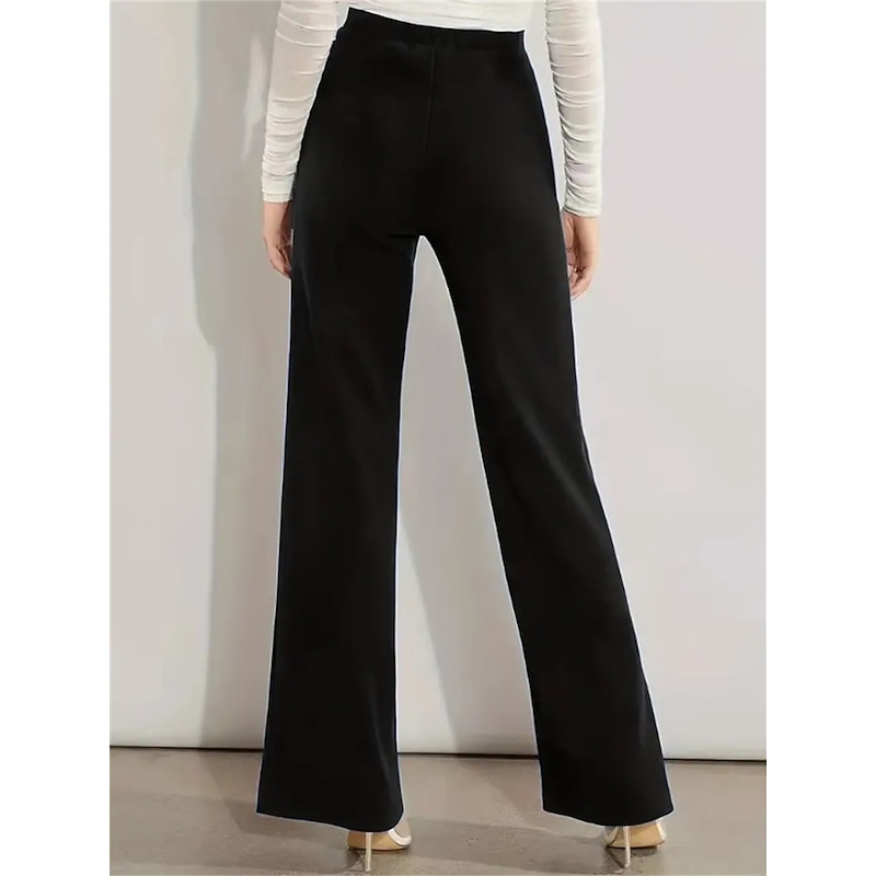 Women's Dress Work Pants Trousers Full Length High Cut Micro-elastic High Waist Fashion Streetwear Office Black Blue S M Winter Autumn Fall3