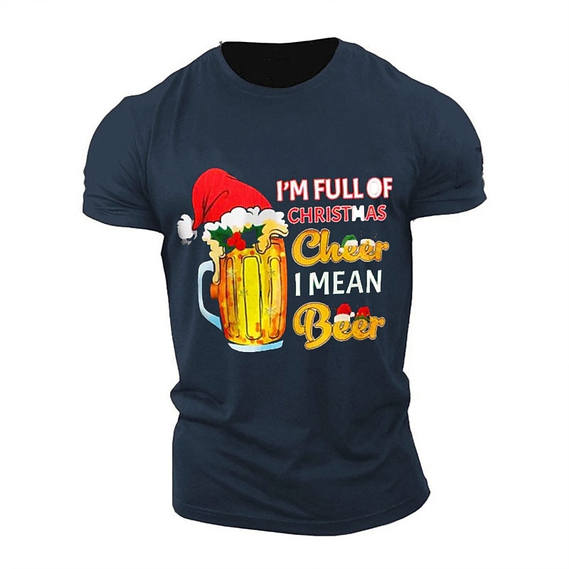 Christmas Men's Hat Oktoberfest Beer Merry Christmas funny christmas T Shirt Cotton Short Sleeve Graphic Shirt Black Red Army Green Comfortable Tee Sports Outdoor Holiday Fashion Designer Clothing2