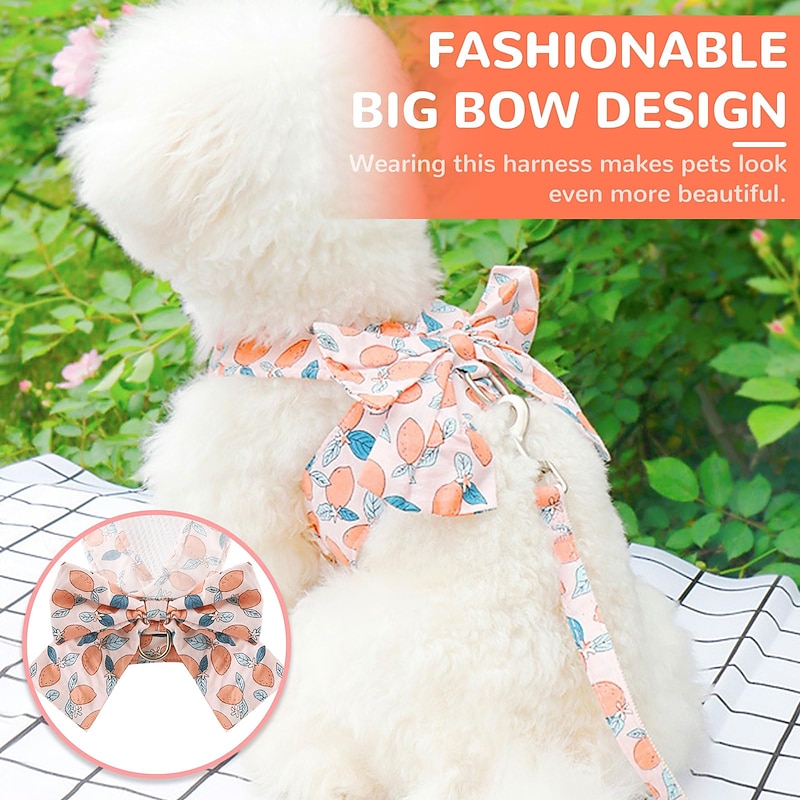 Dog Harness and Leash Set with Bow Knot No Pull Pet Daisy Floral Harness with D-Ring Soft Mesh Dog Harness Vest Set Escape Proof Princess Puppy Harness for Small Girl Dogs Cats2