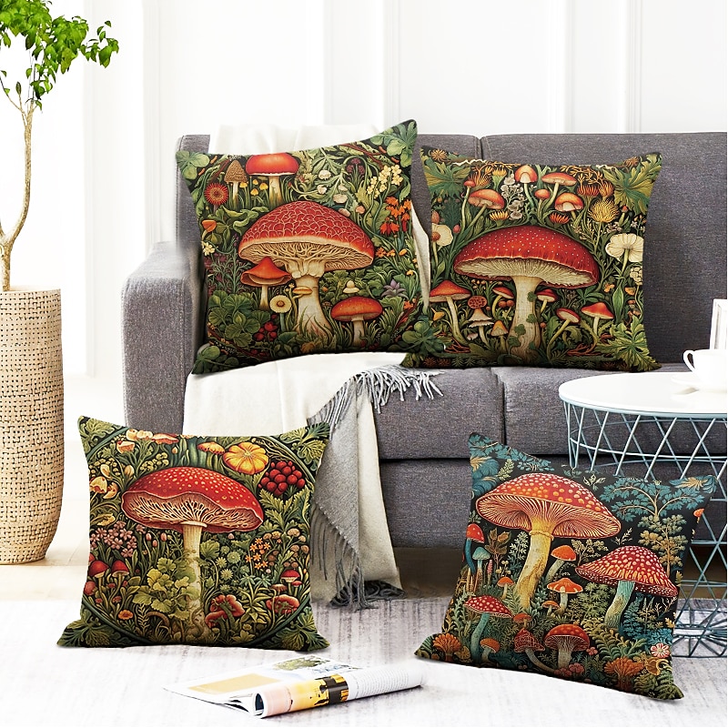 Double Side Pillow Cover 1PC Fantasy Mushroom Soft Decorative Square Cushion Case Pillowcase for Bedroom Livingroom Sofa Couch Chair 11