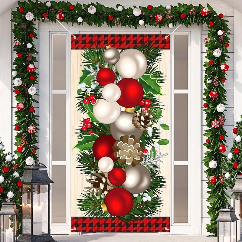 Christmas Door Decorations Decorations Ornament Door Covers Door Tapestry Door Curtain Decoration Xmas Backdrop Door Banner for Front Door Holiday Party Decor Supplies4