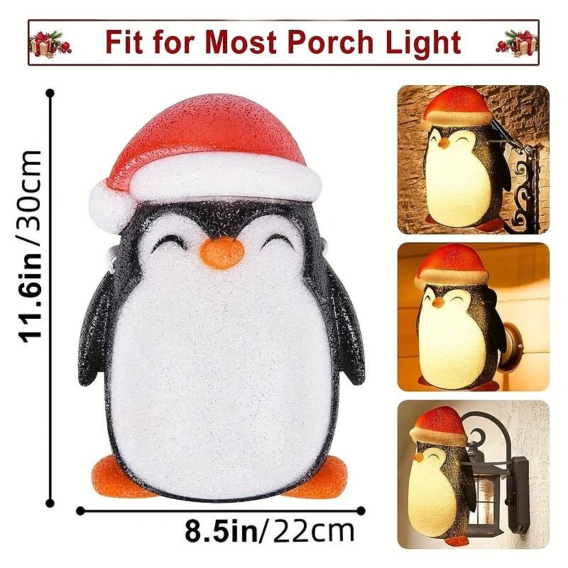 Christmas Porch Light Cover, Penguin Outdoor Christmas Decoration Lamp Cover, Perfect For Xmas Porch Lights Garage Lights Outside Xmas Party Decor4