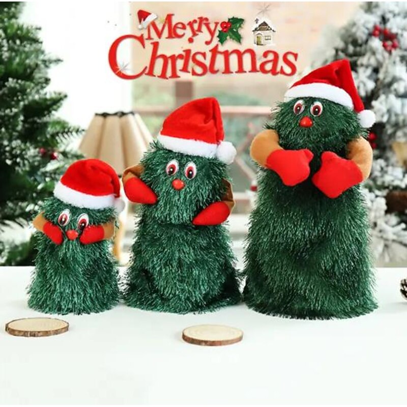 1pc Electric Christmas Tree Plush Toy, Rotating Dancing Christmas Tree, Music Plastic Electric Christmas Tree Toy, Green Xmas Tree Animated Christmas Toys(Without Battery) for Christmas Gifts