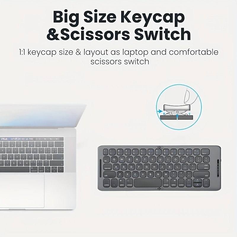 Wireless BT Folding Keyboard Computer Office Quiet Ultra-thin Portable Keyboard Three Systems Free Switching TYPE-C Charging3