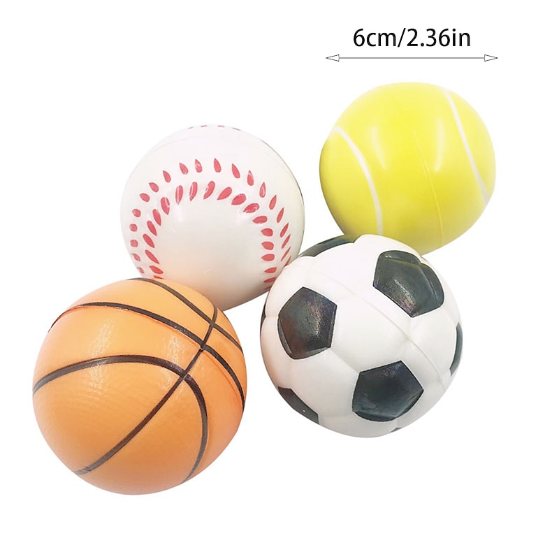 4pcs PU Foam Ball Model Decompression Foam Sponge Venting Ball Foam Basketball Football Tennis Baseball Squeeze Toy3