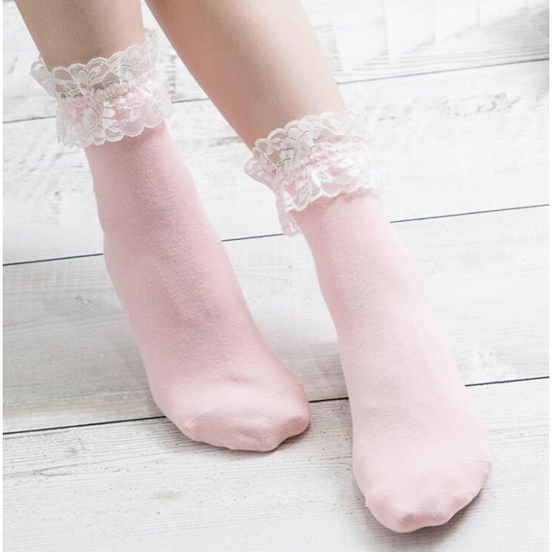 1 PairWomen's Ankle Socks Low Cut Socks Wedding Party Daily Lace Retro Classic Lolita Vintage Retro Washable Socks4