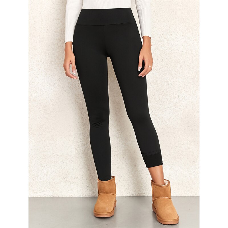 Women's Leggings Cozy Leggings Active Simple Full Length High Waist Plain High Cut Soft Comfortable Micro-elastic Outdoor Yoga Street Black Fall Winter Regular Fit3