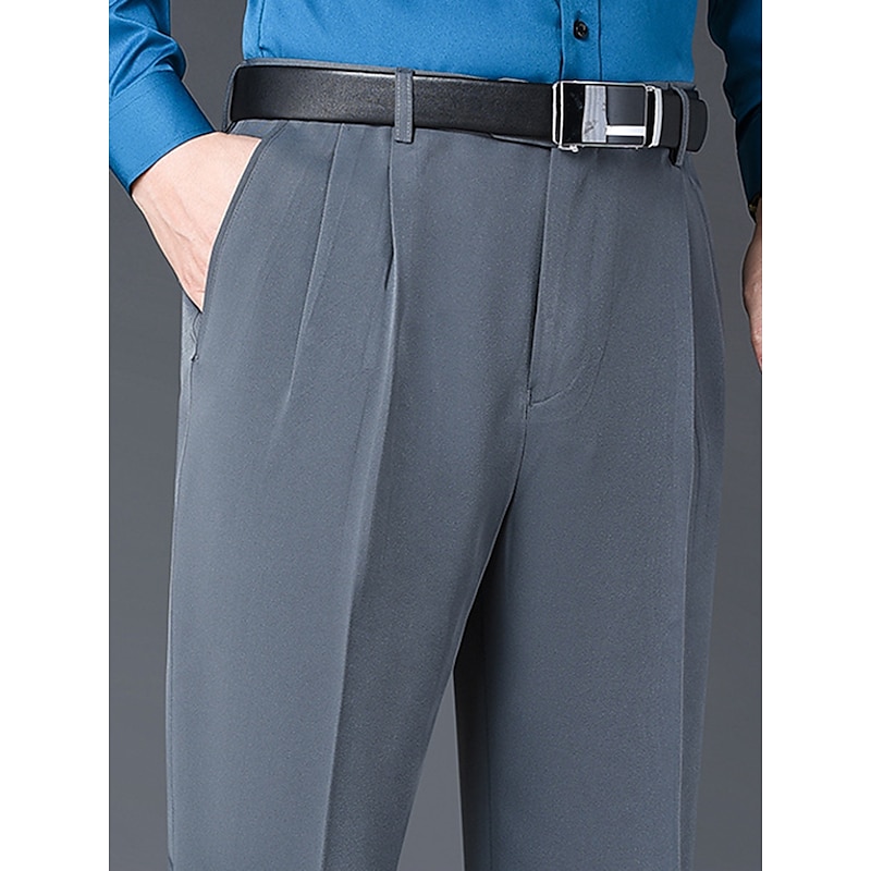 Men's Dress Pants Trousers Suit Pants Pocket Plain Comfort Breathable Outdoor Daily Going out Fashion Casual Black Khaki3