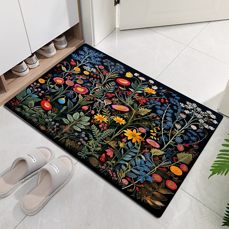 Colorful Floral Doormat Floor Mats Washable Rugs Kitchen Mat Non-Slip Oil Proof Rug Indoor Outdoor Mat Bedroom Decor Bathroom Mat Entrance Rug2