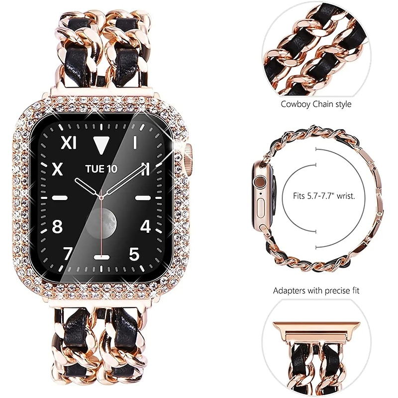 Sport Band Compatible with Apple Watch band 38mm 40mm 41mm 42mm 44mm 45mm with Case Stainless Steel Strap Replacement Wristband for iwatch Series 9 8 7 6 5 4 3 2 1 SE2