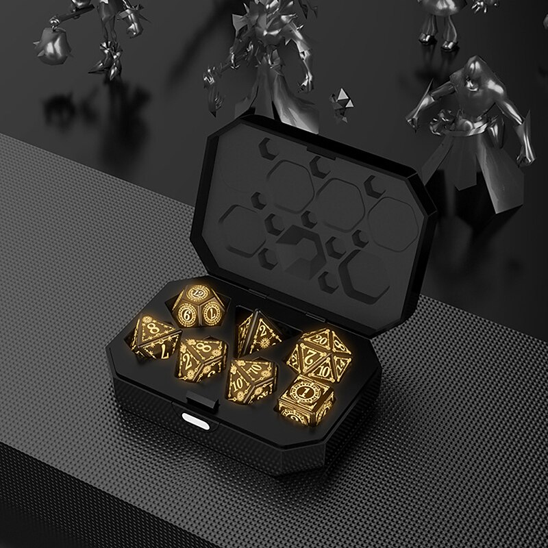 Led Luminous Dnd Dice Dragon And Dungeon Seven Piece Set Warm Breathing Light4