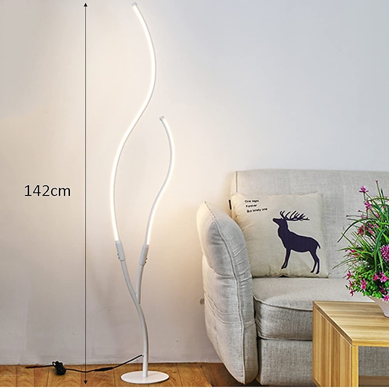 Dimmable Living Room Floor Lamp 24 W LED Floor Lamp with Remote Control Modern Spiral Floor Lamp for Bedroom Exhibition Rooms Galleries White 110-240V4