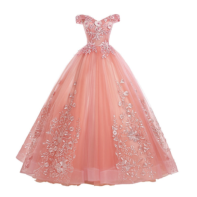 Ball Gown Quinceanera Dresses Princess Dress Quinceanera Floor Length Sleeveless Off Shoulder Polyester with Appliques dress to impress4