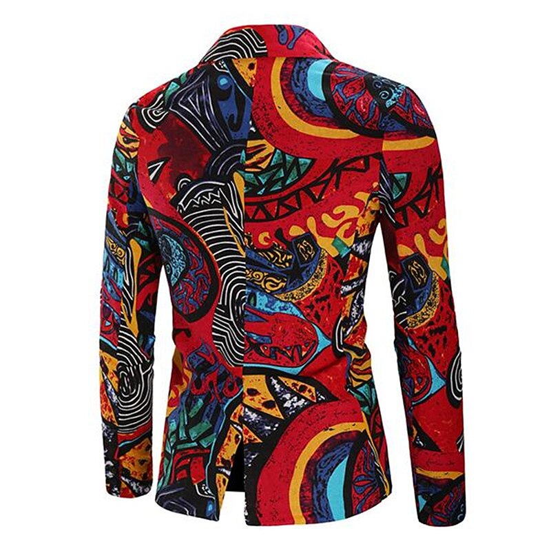 Men's Color Block Abstract Long Sleeve Turndown Vintage Business Abstract Work Wear to work Going out Buttons Print3