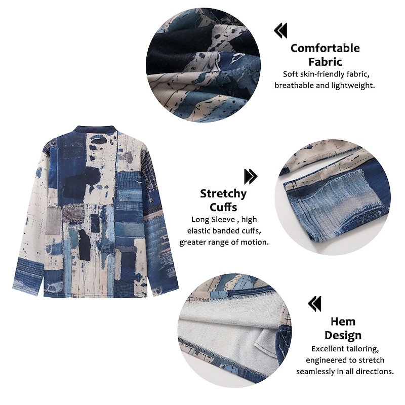 Men's Color Block Patchwork Graphic Prints Sweatshirts Sweatshirt Pullover Long Sleeve Sweatshirt Stand Collar Daily Classic Casual 3D Print Holiday Going out Streetwear Drawstring Print Spring3