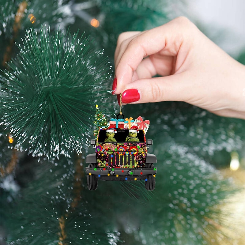 Christmas Ornament Gift for Racing, 2D Car Christmas Ornament with Custom Name, Ornament Gifts, Truck Ornament, Truck Christmas Ornament, Car Decor Hanging Gifts4