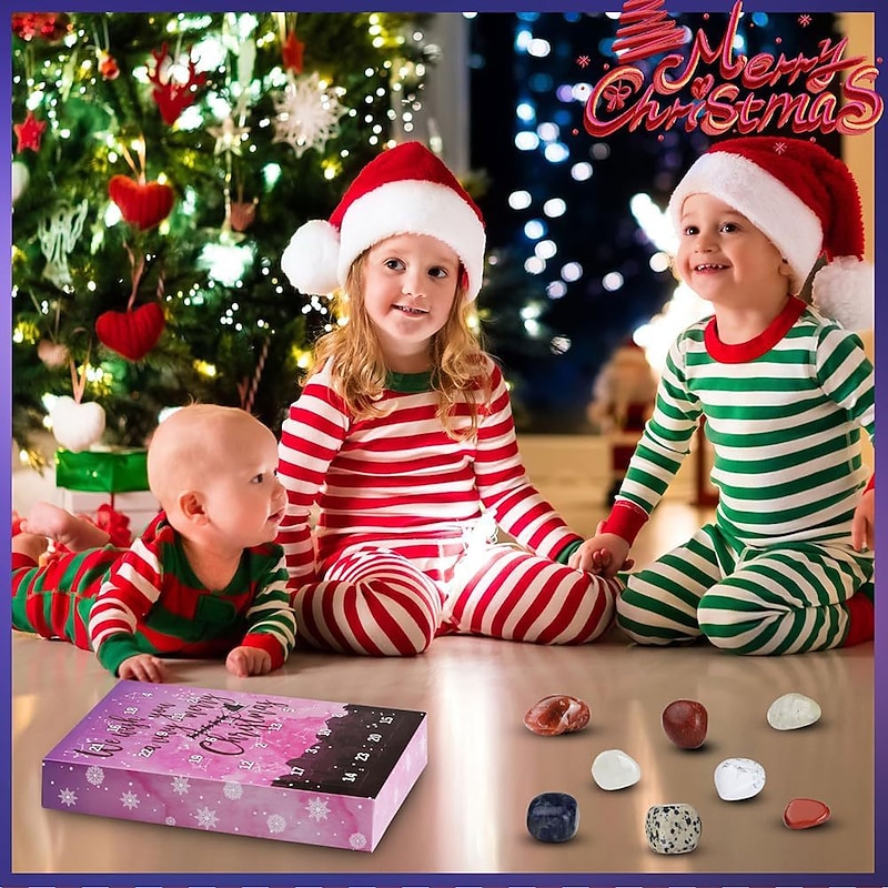 Christmas Advent Calendar, 24pcs Ore Blind Box Crystal Advent Calendar Rocks Minerals Fossils Advent Calendar for Kids and Adults Xmas Gifts3