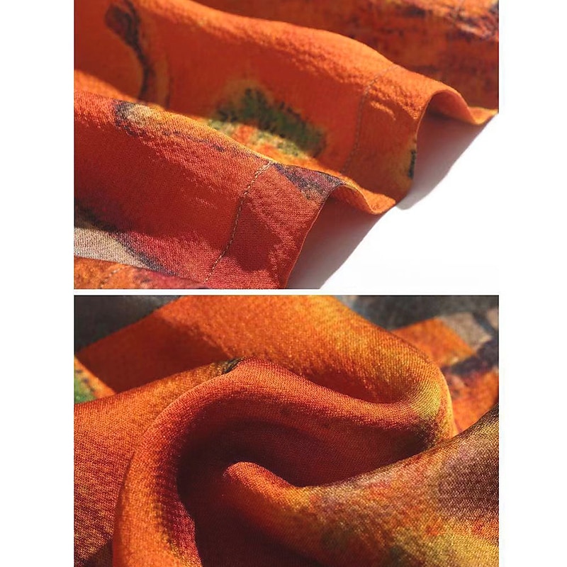 Women's T Shirt Dress Tee Dress Shift Dress Burnt Orange Dress Long Dress Maxi Dress Orange Green Short Sleeve Print Print Spring Summer Crew Neck Vintage Daily Vacation 2023 M L XL 2XL 3XL 4XL3