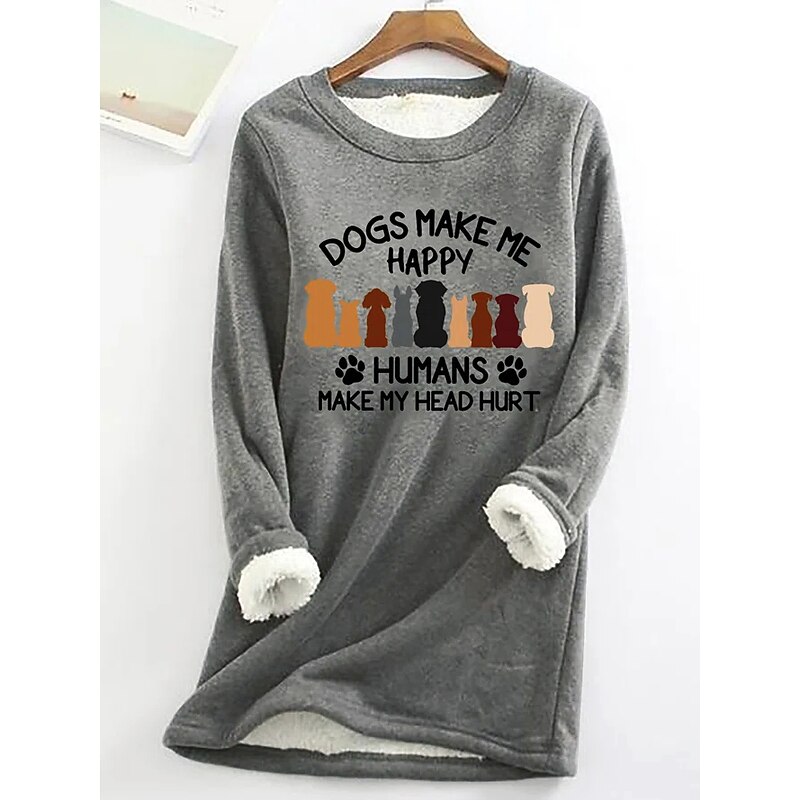 Women's Sweatshirt Pullover Sherpa Graphic Letter Casual Sports Warm Fuzzy Comfrt Round Neck Long Sleeve Top Micro-elastic Fall & Winter Comfrt Breathable Soft Fabric3