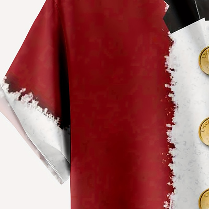 Christmas Men's Christmas Costume Hawaiian Shirt Santa Claus Casual Outdoor Street Casual Daily Fall Turndown Short Sleeve Burgundy S M L Shirt4