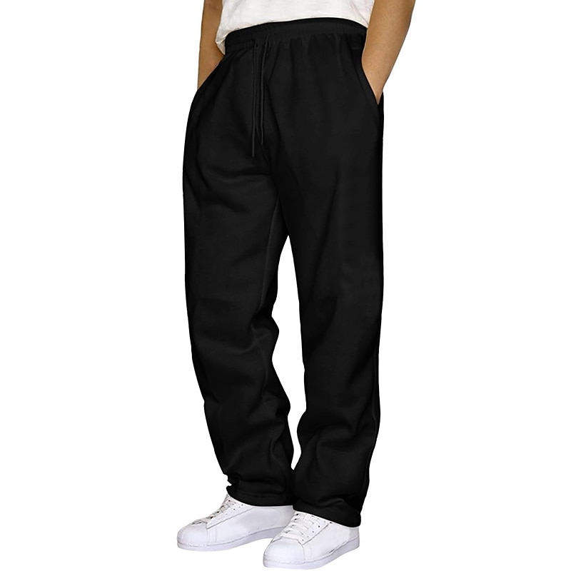 Men's Sweatpants Joggers Straight Leg Sweatpants Pocket Drawstring Elastic Waist Plain Comfort Breathable Outdoor Daily Going out Fashion Casual Black Dark Blue4