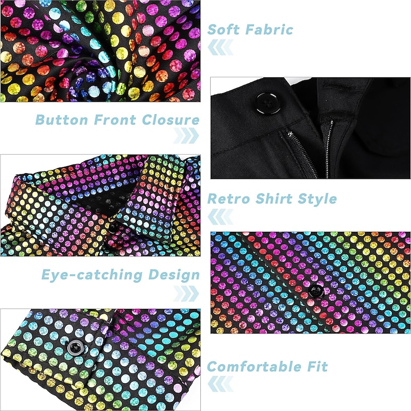 Retro Vintage 1970s Outfits Party Costume Normal Hippie Disco Fancy Dress Men's Christmas Halloween Carnival Prom Club Pride Parade Adults' Shirt Pants More Accessories All Seasons4