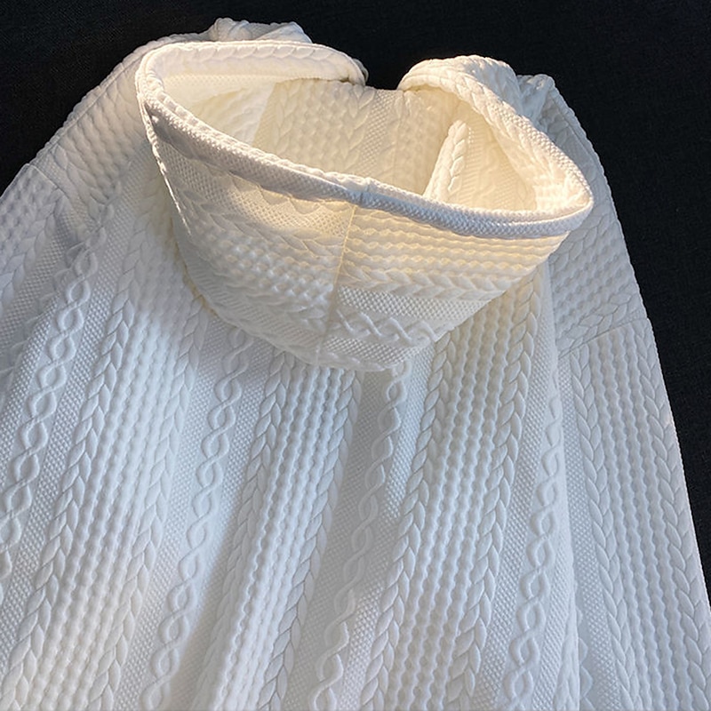 Women's Zip Up Hoodie Sweatshirt Active Sportswear Textured Jackets Solid Color Casual Sports Hoodie Zip Up Drawstring Front Pocket Long Sleeve Black White Fall & Winter4