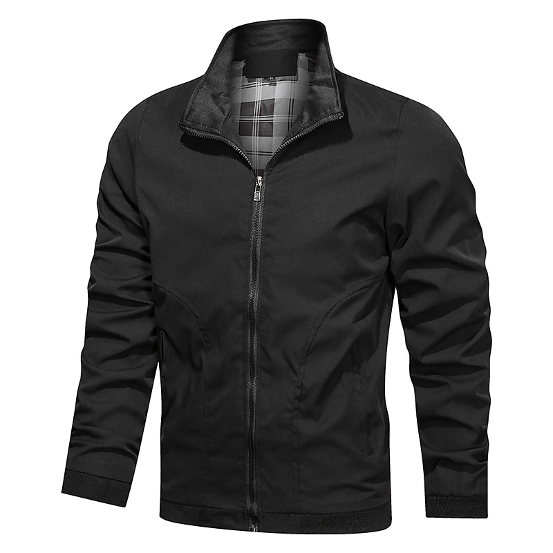 Men's Lightweight Jacket Bomber Jacket Outdoor Daily Wear Warm Fall Winter Plain Fashion Streetwear Lapel Regular Black Dark Blue Grey Jacket4