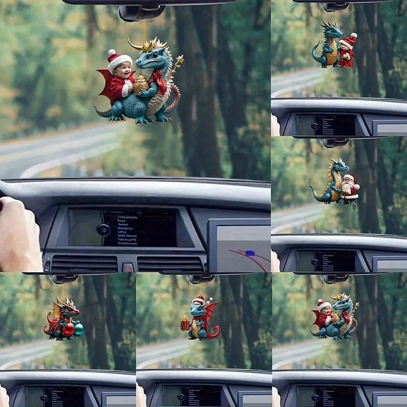 5pcs Christmas Tree Ornaments Dragon 2D Acrylic Hanging Decorations Cute Dragon Christmas Ornament 2024 New Dragon Crafts Hanging Ornament New Year Festive Party Supplies Room Hanging Decor3