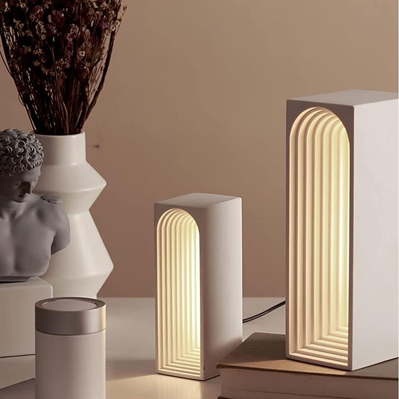 Nordic Concrete Building Modeling Table Lamps Art Decoration Lamp Dimmable Bedroom Bedside Study Room Creative Gift Table Lights 110-240V3