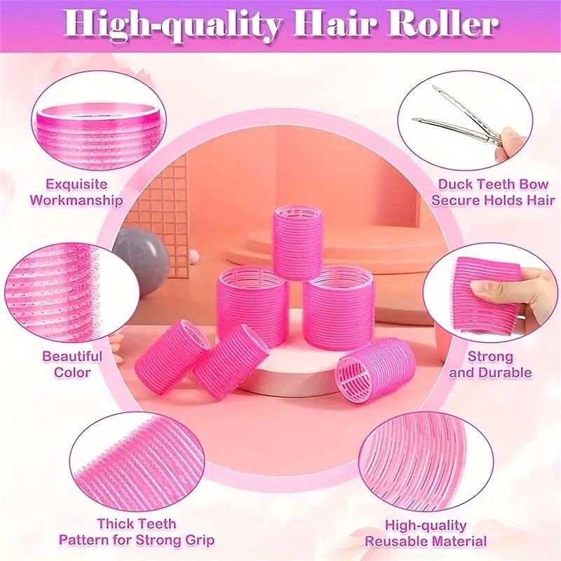 24pcs Jumbo Hair Curlers Rollers With Clips Self Grip Hair Roller For Long Medium Short Thick Thin Hair Bangs Volume Hair Dressing DIY Hair Roller2