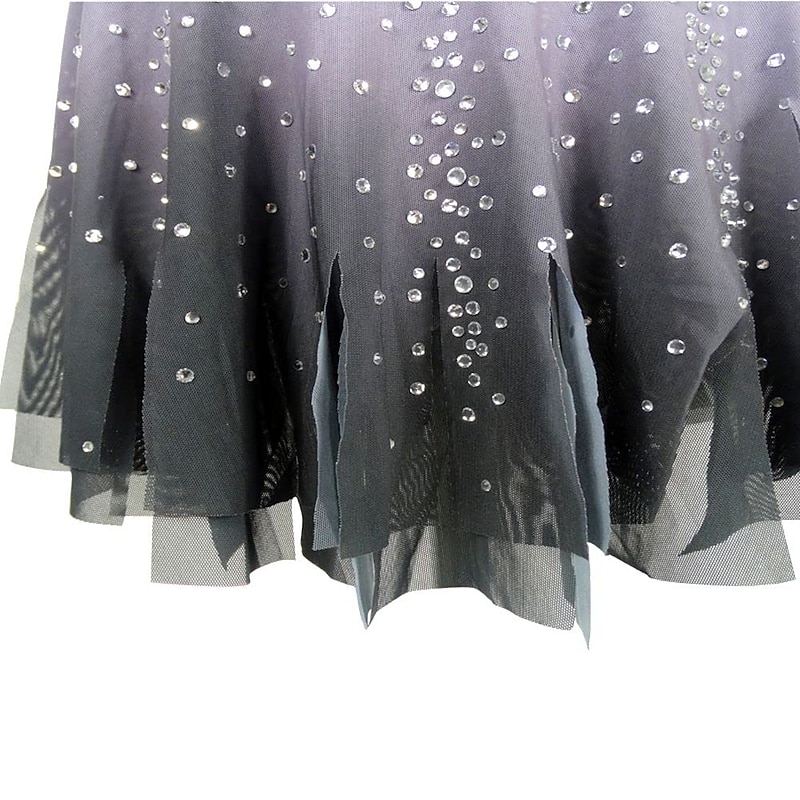 Figure Skating Dress Women's Girls' Ice Skating Dress Grey Stretchy Training Competition Skating Wear Thermal Warm Crystal / Rhinestone Sleeveless Ice Skating Figure Skating4