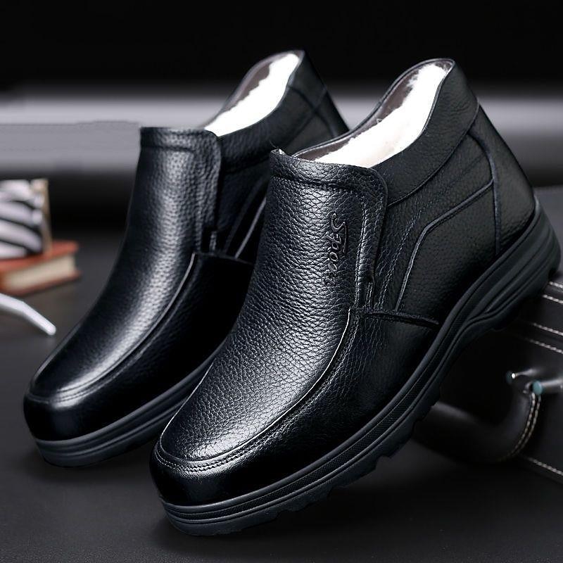 Men's Brown Leather Slip-On Ankle Boots – Winter Warm Lining, Comfortable Casual Shoes for Outdoor Wear2