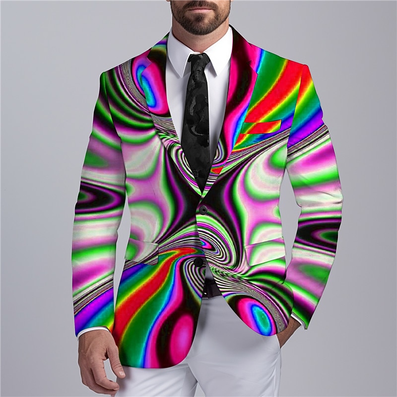 Men's Optical Illusion Long Sleeve Turndown Business Abstract Work Wear to work Going out Buttons Print Multi Pocket2