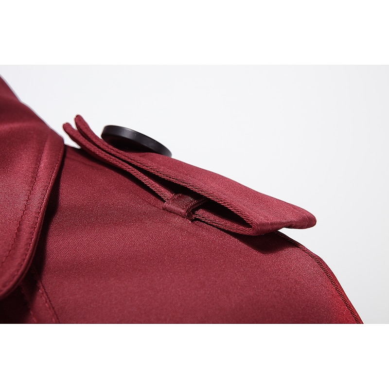 Men's Winter Coat Peacoat Trench Coat Street Business Fall Winter Polyester Thermal Warm Breathable Outerwear Clothing Apparel Casual Solid Color Pocket Turndown Double Breasted 31