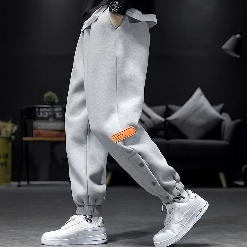 Men's Sweatpants Joggers Tear Away Pants Trousers Pocket Plain Comfort Breathable Outdoor Daily Going out Fashion Casual Black Grey