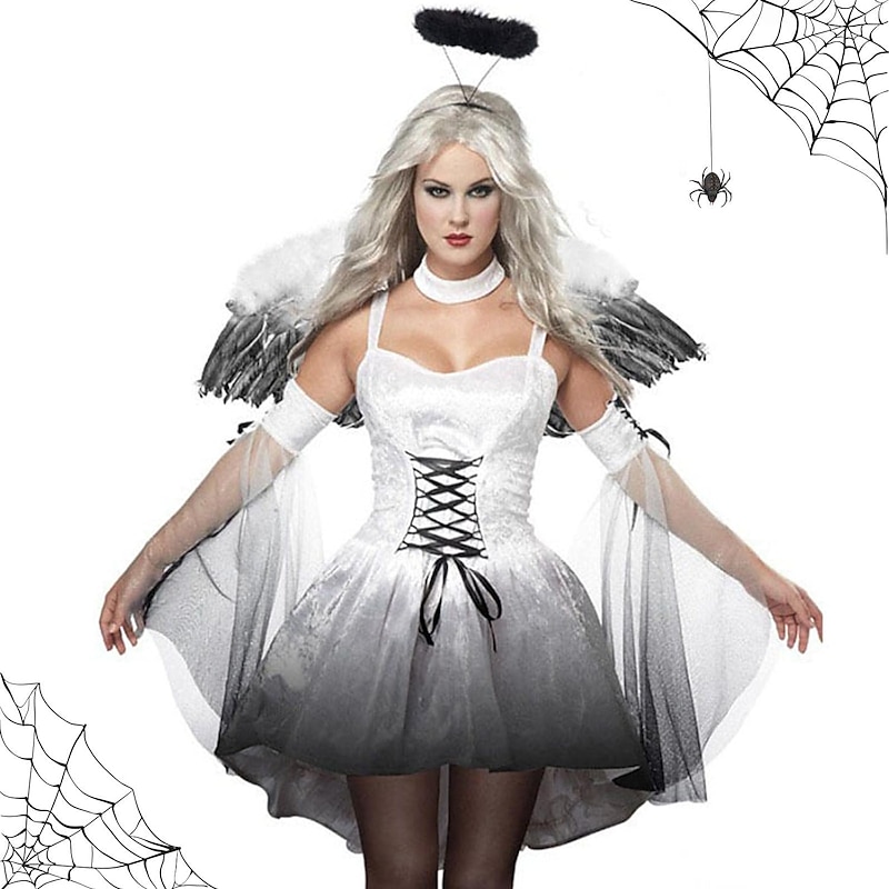 Bride Fallen Angel Ghostly Bride Halloween Dress Cosplay Costume Angels of Death Outfits Cosplay Costume Adults' Women's Carnival Masquerade Mardi Gras Carnival Performance Vacation Easy Halloween