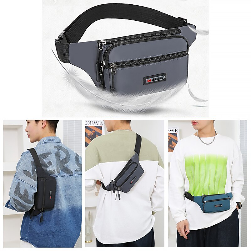 Men's Crossbody Bag Shoulder Bag Belt Bag Nylon Outdoor Daily Holiday Zipper Large Capacity Lightweight Durable Solid Color Lake blue Black Red4