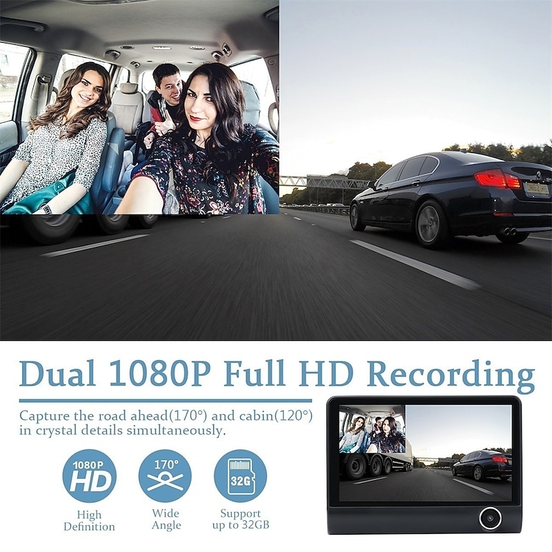 H35 1080p New Design / with Rear Camera / Boot automatic recording Car DVR 170 Degree Wide Angle 4 inch IPS Dash Cam with Night Vision / motion detection / Loop recording No Car Recorder4