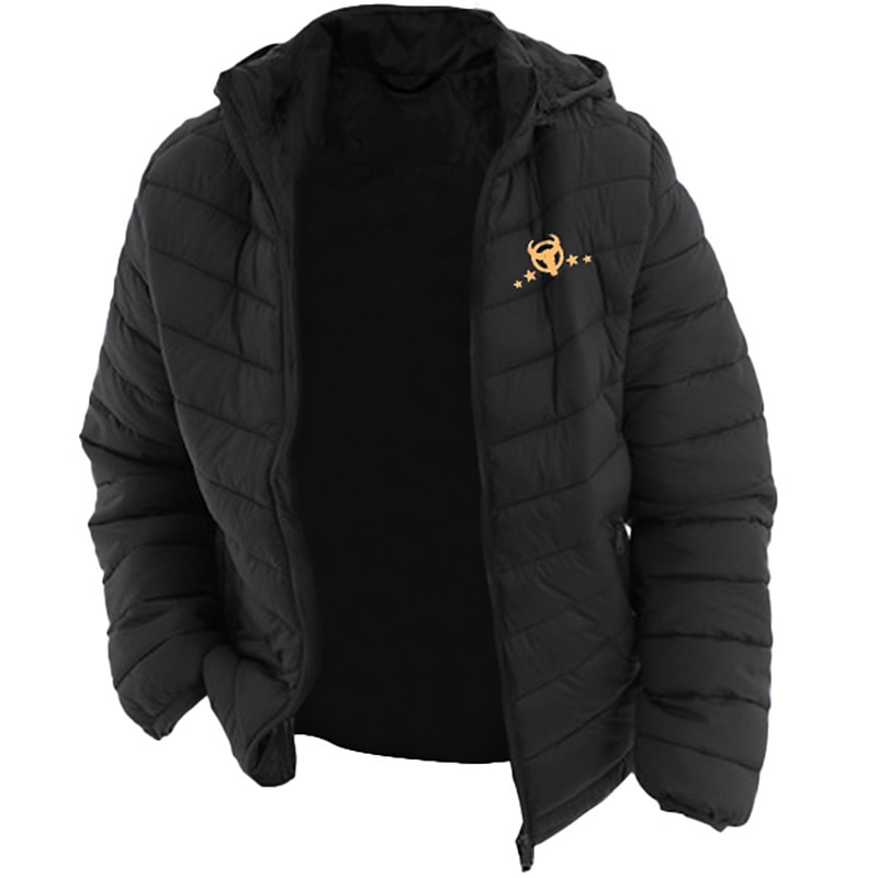 Men's Graphic Denim Coat Parka Casual Daily Holiday Going out Print Fall & Winter Hooded Long Sleeve Black Army Green Dark Blue4