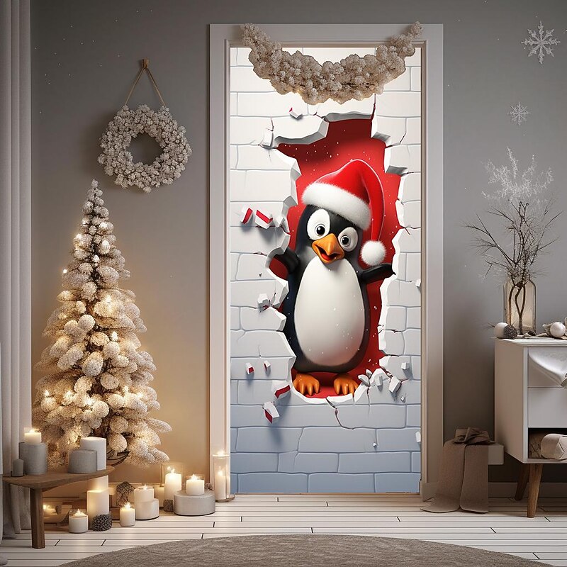 Christmas Door Decorations Pigeon Door Covers Door Tapestry Door Curtain Decoration Xmas Backdrop Door Banner for Front Door Holiday Party Decor Supplies2