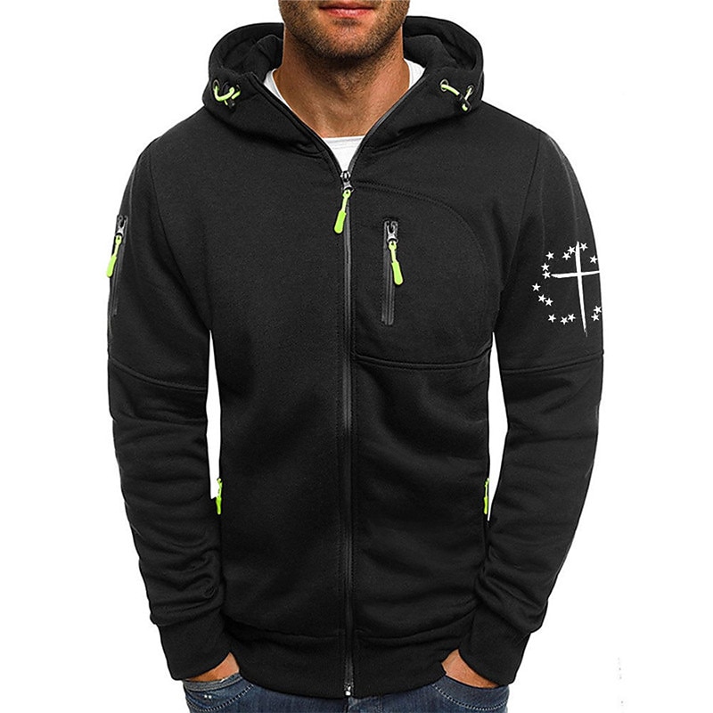 Men's Graphic Prints Stars Hoodies Long Sleeve Sweatshirts Hooded Fashion Daily Vacation Going out Spring & Fall Black White Navy Blue Clothing Apparel Designer S M L XL 2XL 3XL4