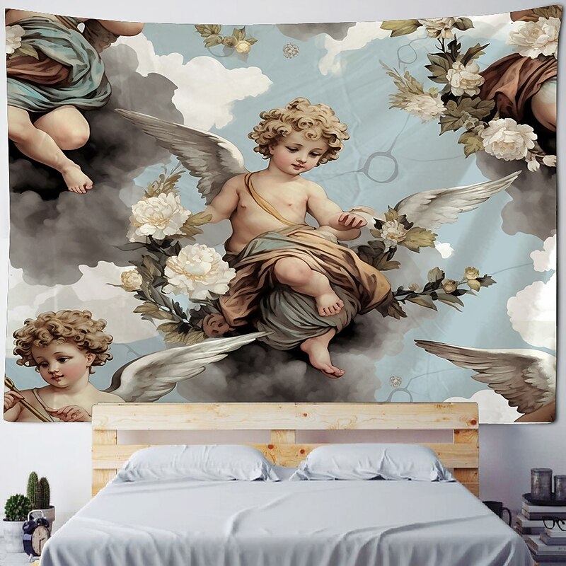 Renaissance Angel Hanging Tapestry Wall Art Large Tapestry Mural Decor Photograph Backdrop Blanket Curtain Home Bedroom Living Room Decoration3
